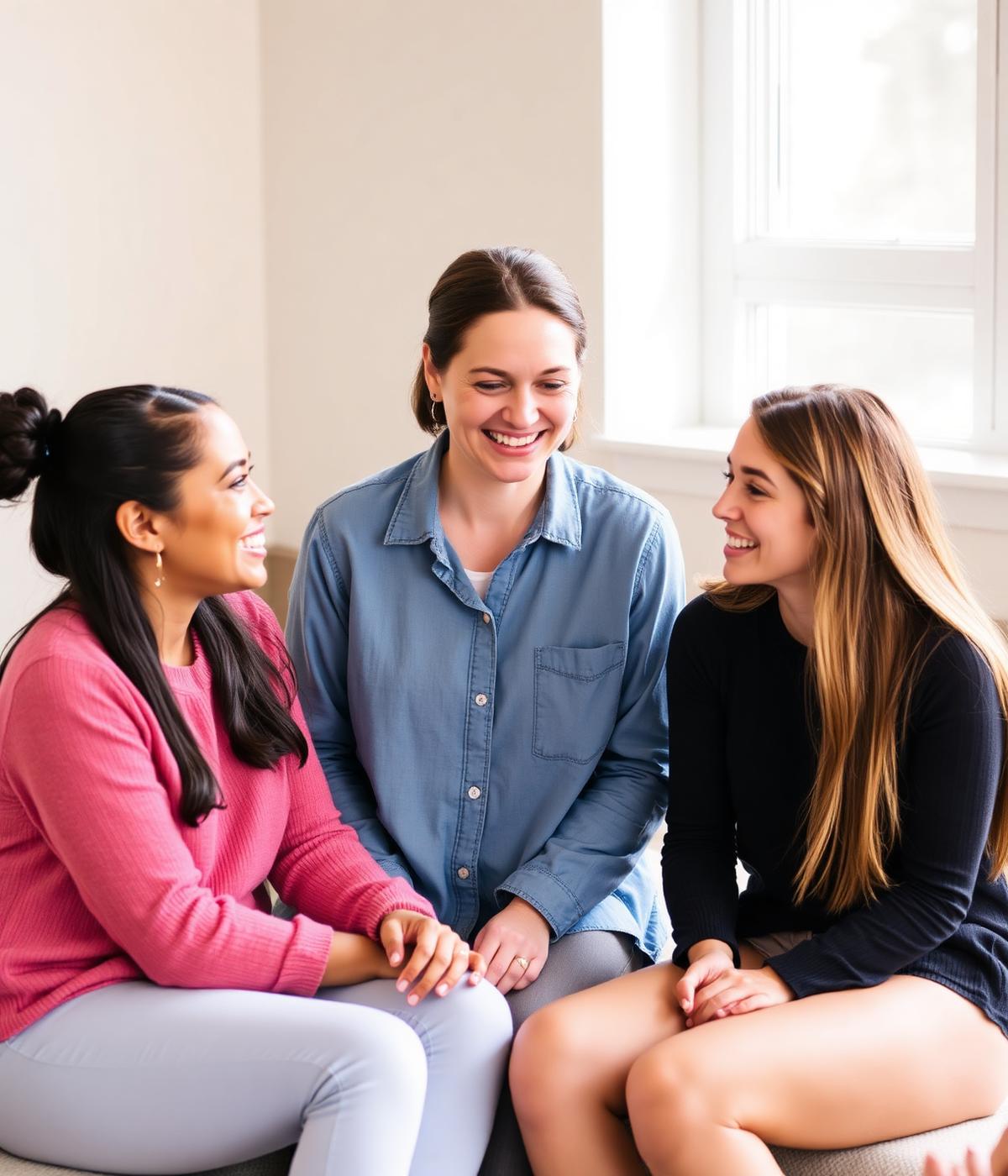 Mentor and girls in conversation